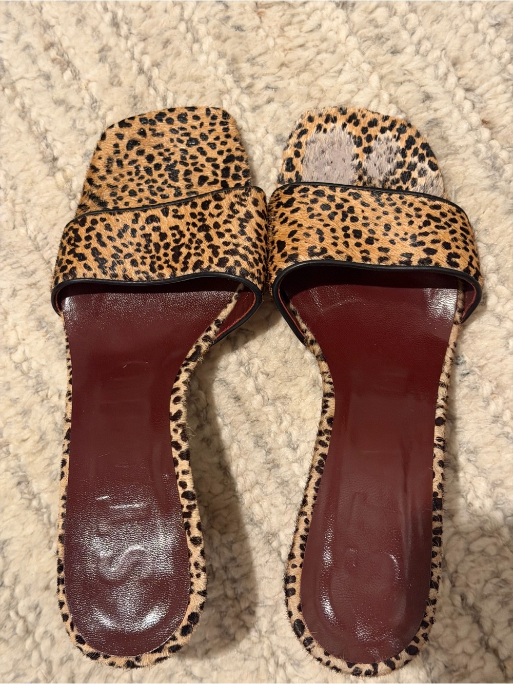 STAUD Mule Wedge Cheetah Leopard Calf Hair Block Heel EU 38.5 US 8.5